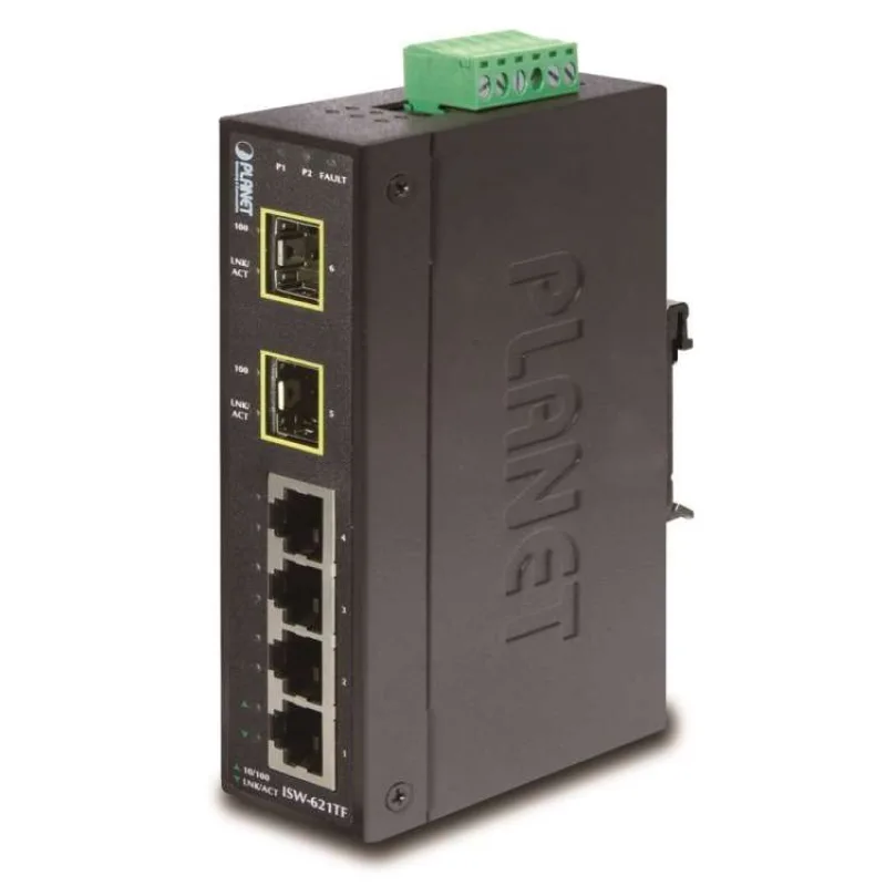 Planet ISW-621TF, 4x 10/100Base-TX+ 2x 100FX SFP, DIN, IP30, -40 až 75 st.C (ISW-621TF)