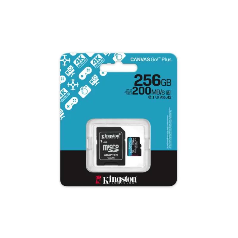 Kingston Canvas Go Plus A2/Micro SDXC/256GB/UHS-I U3/Class 10/+ Adaptér (SDCG4/256GB)