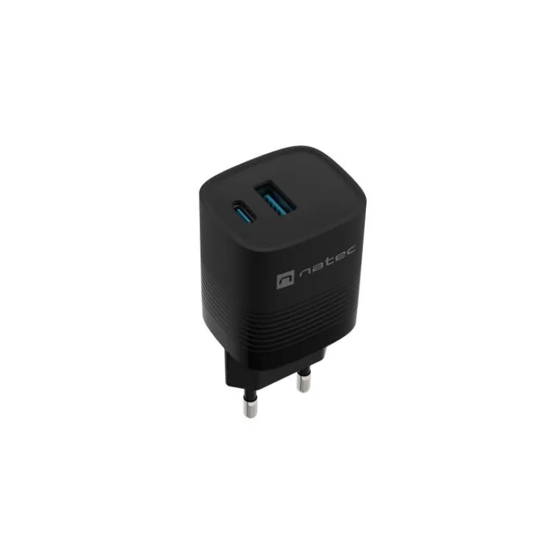 Univerzálna USB nabíjačka Natec RIBERA GaN 30 W, 1X USB-A, 1X USB-C, čierna (NUC-2141)