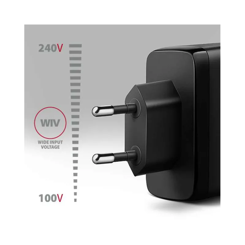AXAGON ACU-DPQ100, GaN nabíjačka do siete 100W, 3x port (USB-A + dual USB-C), PD3.0/PPS/QC4+/Apple, čierná (ACU-DPQ100)
