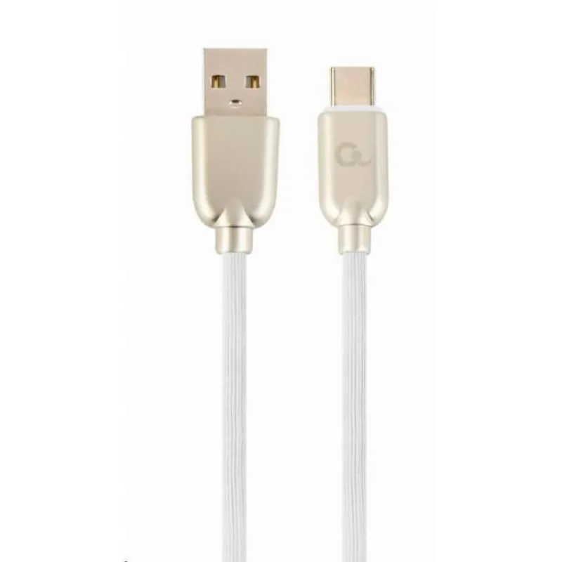 Kábel CABLEXPERT USB 2.0 AM na Type-C kábel (AM/CM), 1m, pogumovaný, biely, blister, PREMIUM QUALITY (CC-USB2R-AMCM-1M-W)