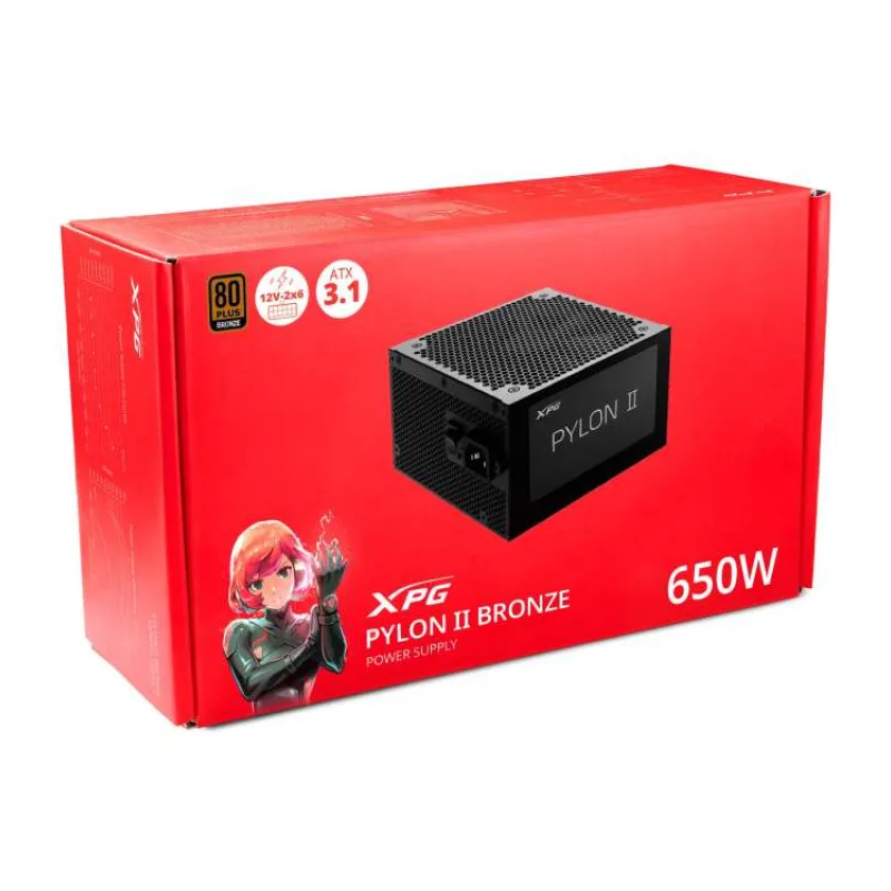 Adata XPG PYLON II/650W/ATX 3.1/80PLUS Bronze/Retail (PYLONII650B-BKCEU)