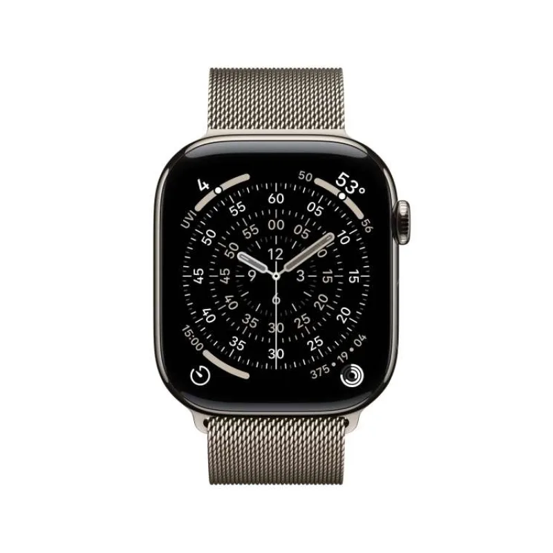 Apple Watch Series 11 GPS + Cellular 46mm Prírodný titán s prírodným milánskym ťahom - S/M (MFCY4WF/A)