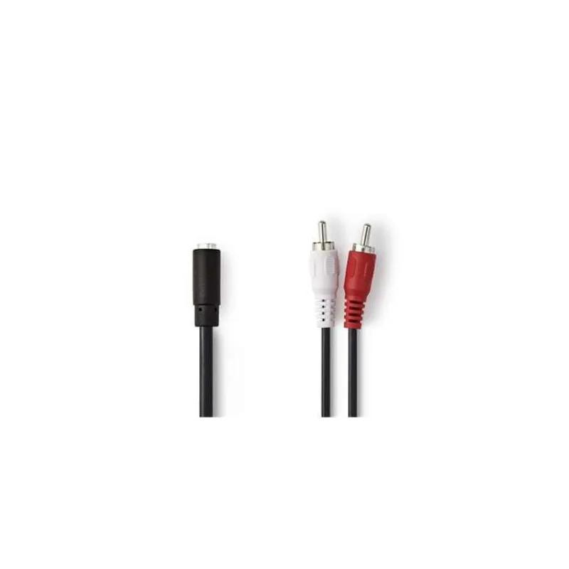 NEDIS stereofonní audio kabel/ 2x RCA zástrčka - 3,5mm zásuvka/ černý/ box/ 20cm (CAGB22255BK02)