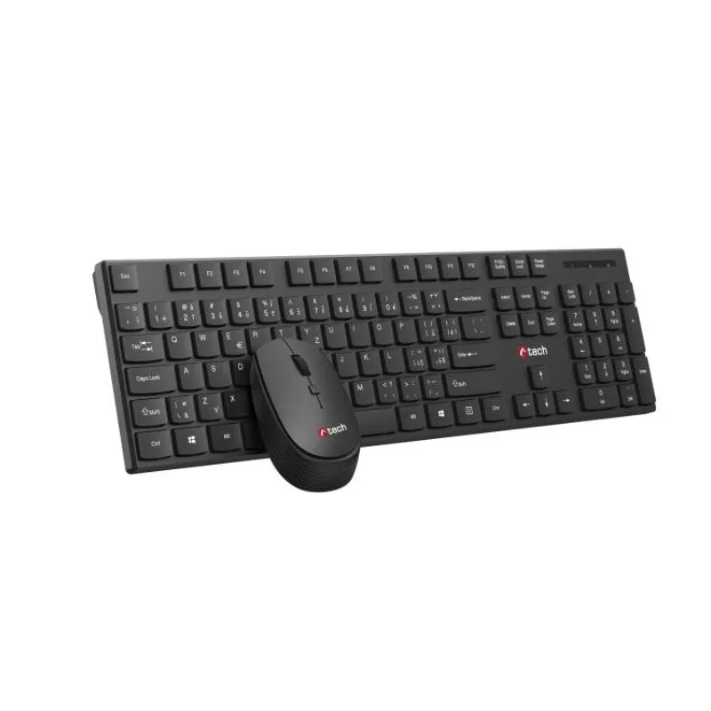 C-TECH WLKMC-03, bezdrátový set klávesnice s myší,nízký zdvih,USB, CZ/SK,černá (WLKMC-03)