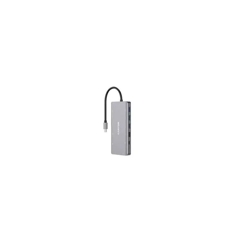 Canyon DS-12, Multiport Docking Station, 13 portov, 1xUSB-C 100W+3xUSB3.0+1xUSB 2.0+2xHDMI+1xVGA+1xRJ45+1xaudio 3,5mm (CNS-TDS12)