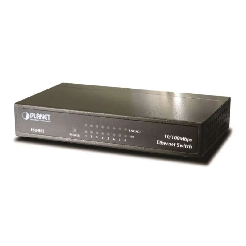 Planet FSD-803 switch 8x10/100Base-TX, 10", kov, desktop, fanless (FSD-803)