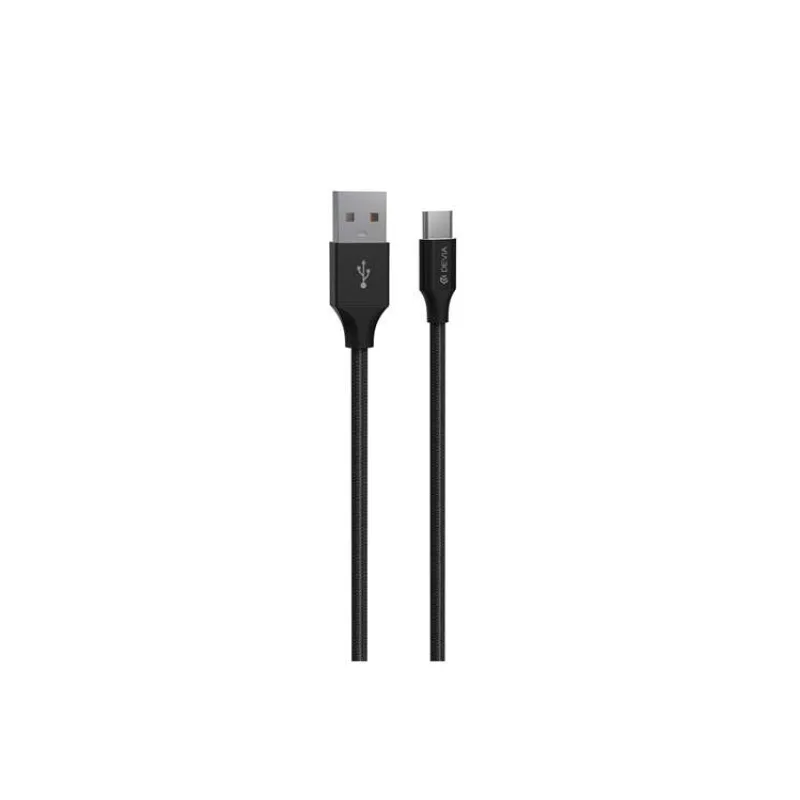 Devia kábel USB-A to USB-C Gracious Woven Cable 2m - Black (6938595351150)