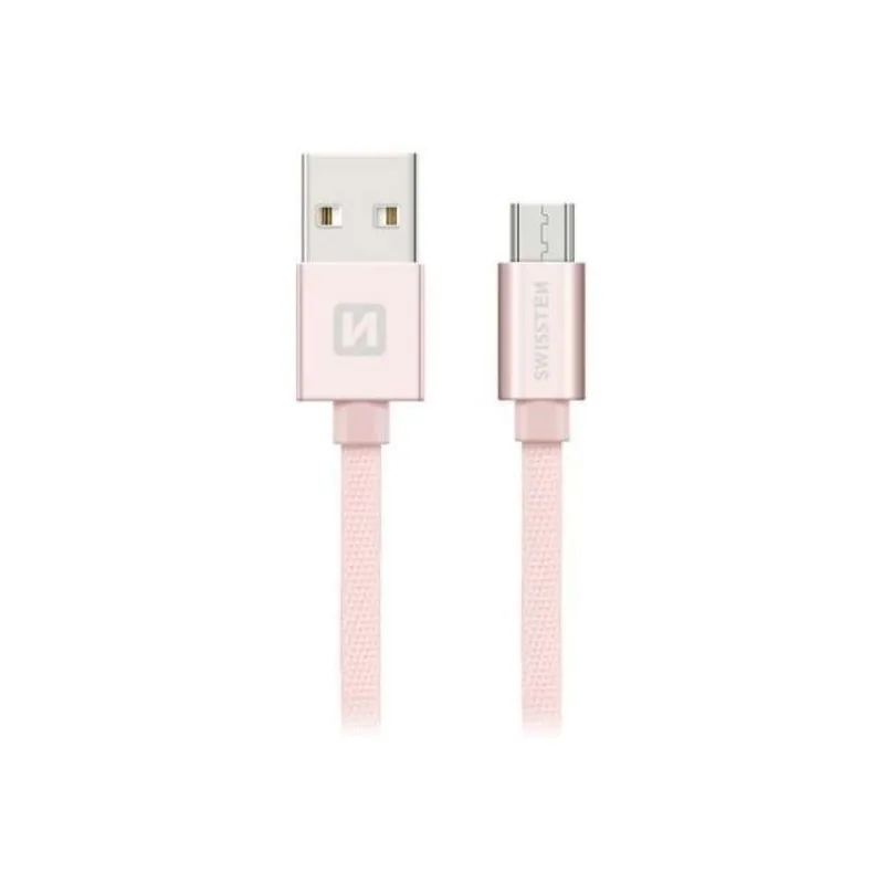 Swissten Data Cable Textile USB / Micro USB 1.2 m, rose gold (71522205)