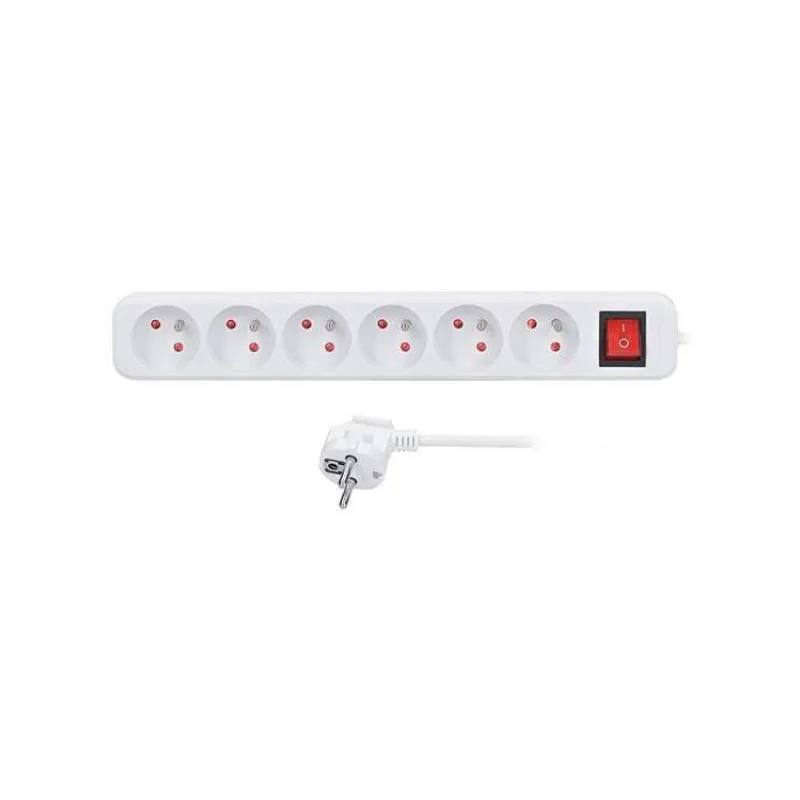 Solight predlžovací prívod 5m, 6 zásuviek, vypínač, 16A/3680W, PVC, biely (PP73X)