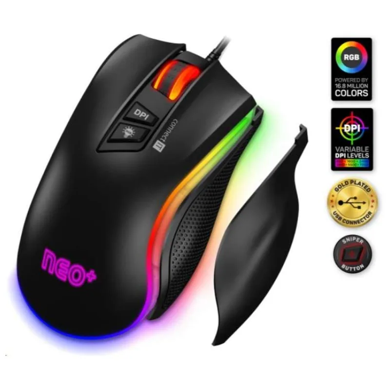 CONNECT IT NEO+ profesionální optická herní myš se softwarem, RGB podsvícení, ČERNÁ (CMO-3591-BK)