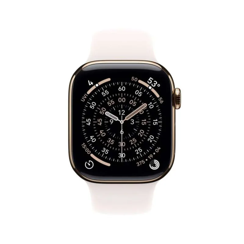 Apple Watch Series 11 GPS + Cellular 46mm Zlatý titán so svetlo ružovým športovým remienkom - S/M (MFD54WF/A)
