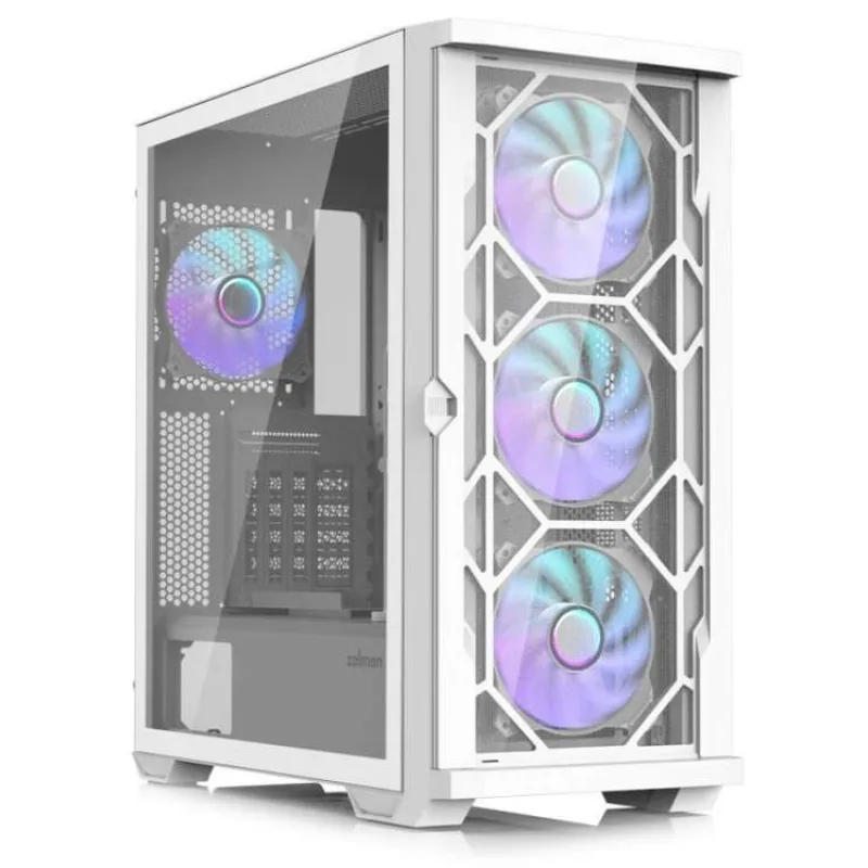 Zalman skříň Z10 Duo / ATX / 4x120 mm ARGB fan / 2xUSB 3.0 / USB-C / tvrzené sklo / bílá (Z10 DUO White)