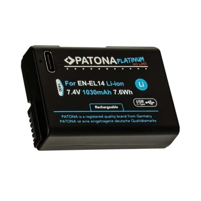 PATONA baterie pro foto Nikon EN-EL14/EN-EL14A 1030mAh Li-Ion Platinum USB-C nabíjení (PT1400)