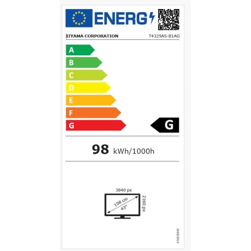 43" iiyama T4329AS-B1AG: IPS, 4K UHD, Android, 24/7 (T4329AS-B1AG)