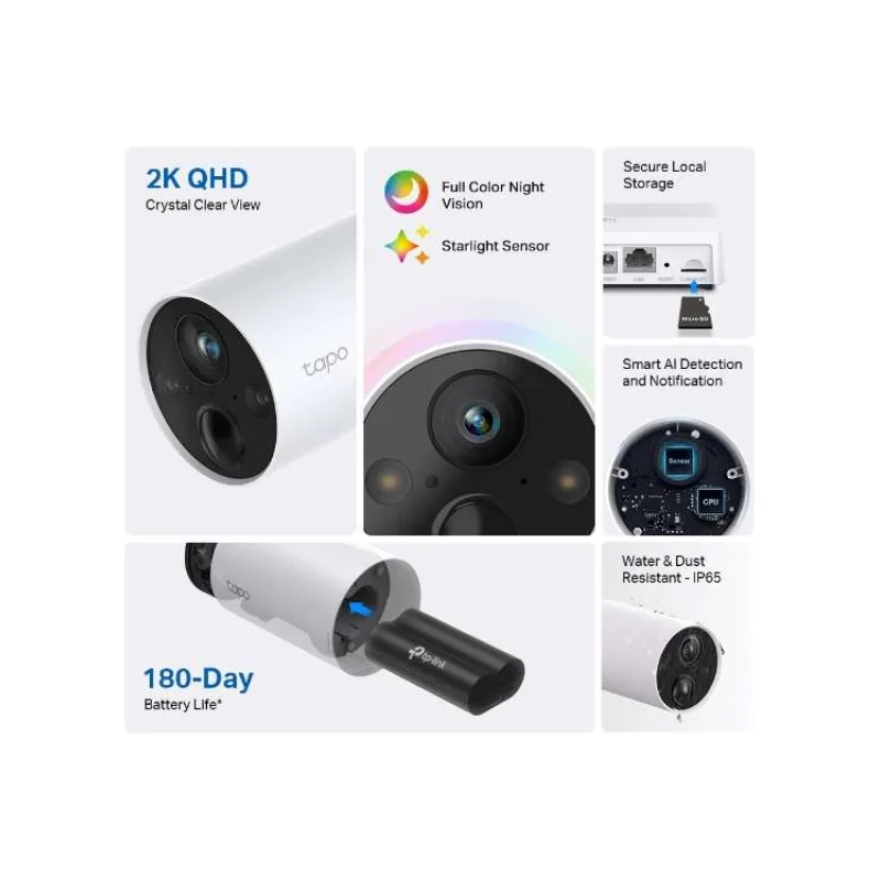 TP-Link Tapo C420 - Venkovní IP kamery na baterii, WiFi, 4MPX, 2K QHD (2560 × 1440 px) 113° ONVIF (Tapo C420)