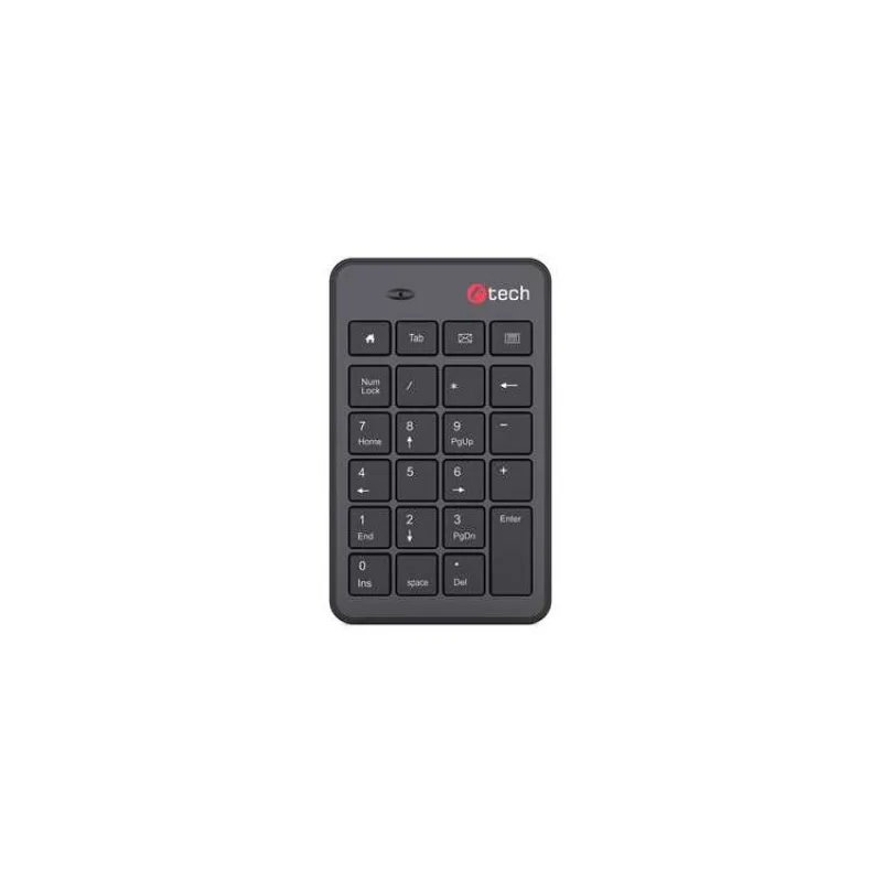 C-TECH klávesnice KBN-02W, bezdrátová, numerická, 23 kláves, USB slim black (KBN-02WS)