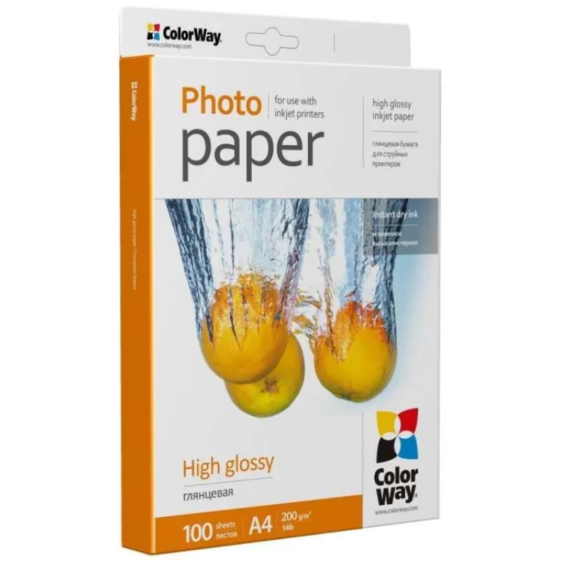 COLORWAY fotopapír/ high glossy 200g/m2, A4/ 100 kusů (PG200100A4)