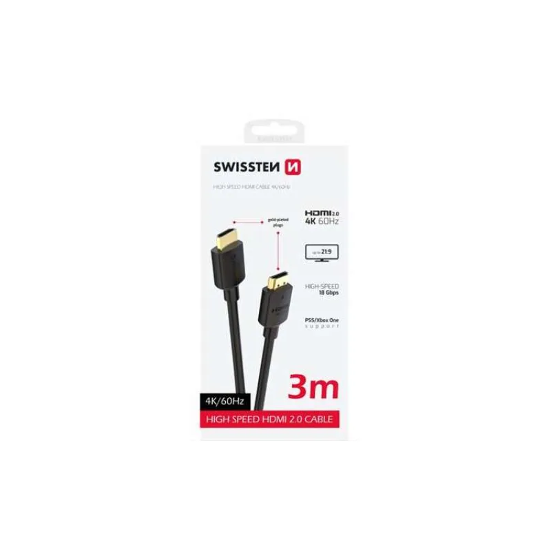 SWISSTEN KABEL HDMI NA HDMI 4K 60Hz 3,0 M PVC (75501113)