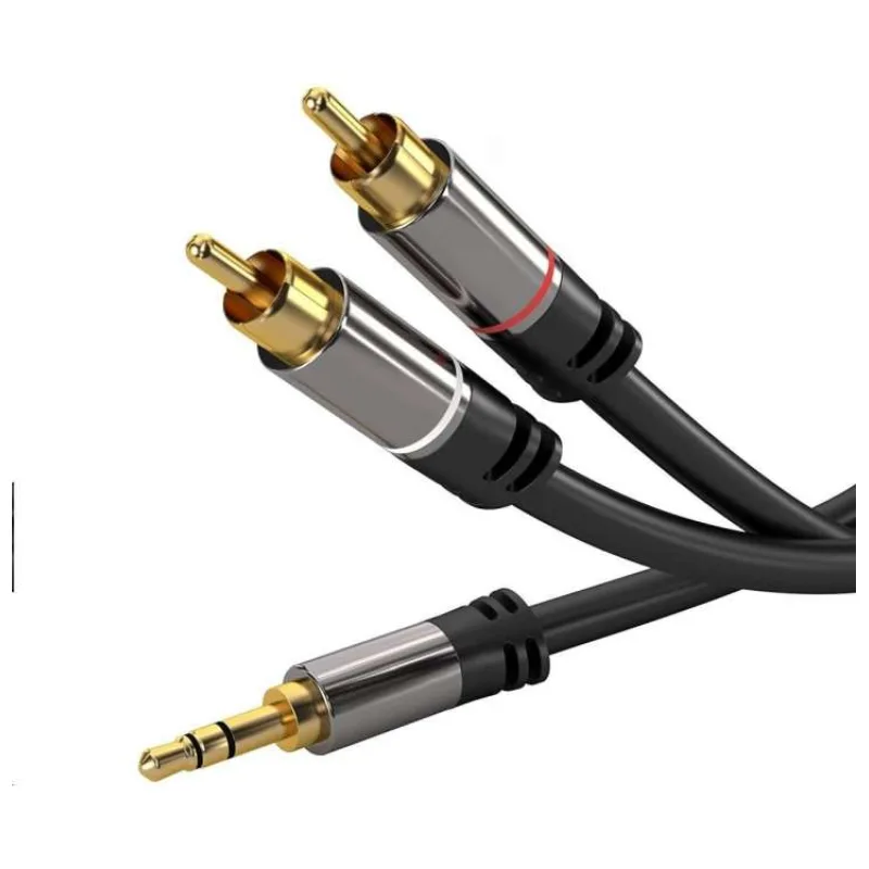 PremiumCord HQ tienený kábel stereo Jack 3.5mm-2xCINCH M/M 5m (kjqcin5)