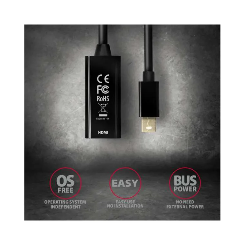 AXAGON RVDM-HI14N miniDP HDMI adaptér, 4K/30Hz 15cm (RVDM-HI14N)