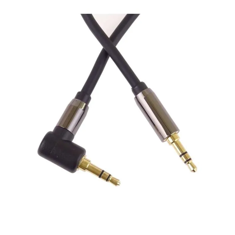PremiumCord HQ stíněný kabel stereo Jack 3.5mm - Jack 3.5mm zahnutý 90°, 3m (kjqmm3-90)