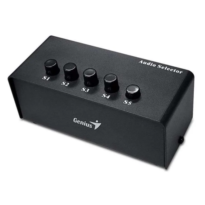 Genius Stereo Switching Box , Přepínač, audio, 2x RCA vstup, 5x 3,5mm jack výstup, stereo, černý (31720015100)