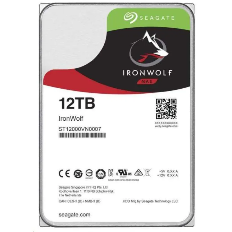 SEAGATE HDD 12TB IRONWOLF (NAS), 3.5", SATAIII, 7200 RPM, Cache 256MB (ST12000VN0008)