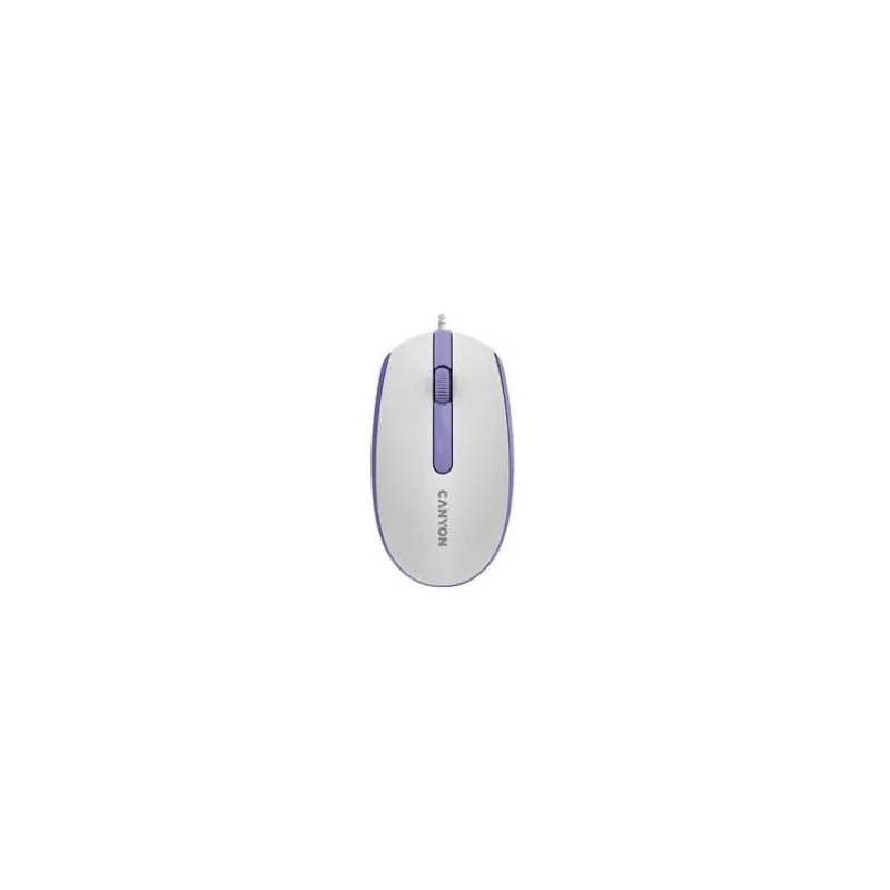 Canyon M-10, symetrická optická myš s efektom hladkého posuvu, USB, 1.000 dpi, 3 tlač, bielo-fialová (CNE-CMS10WL)