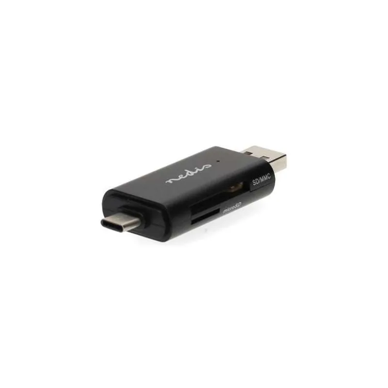 Nedis CRDRU2110BK - Čtečka Paměťových Karet | Duální čtečka karet USB-C™ / USB-A (USB2.0) (CRDRU2110BK)