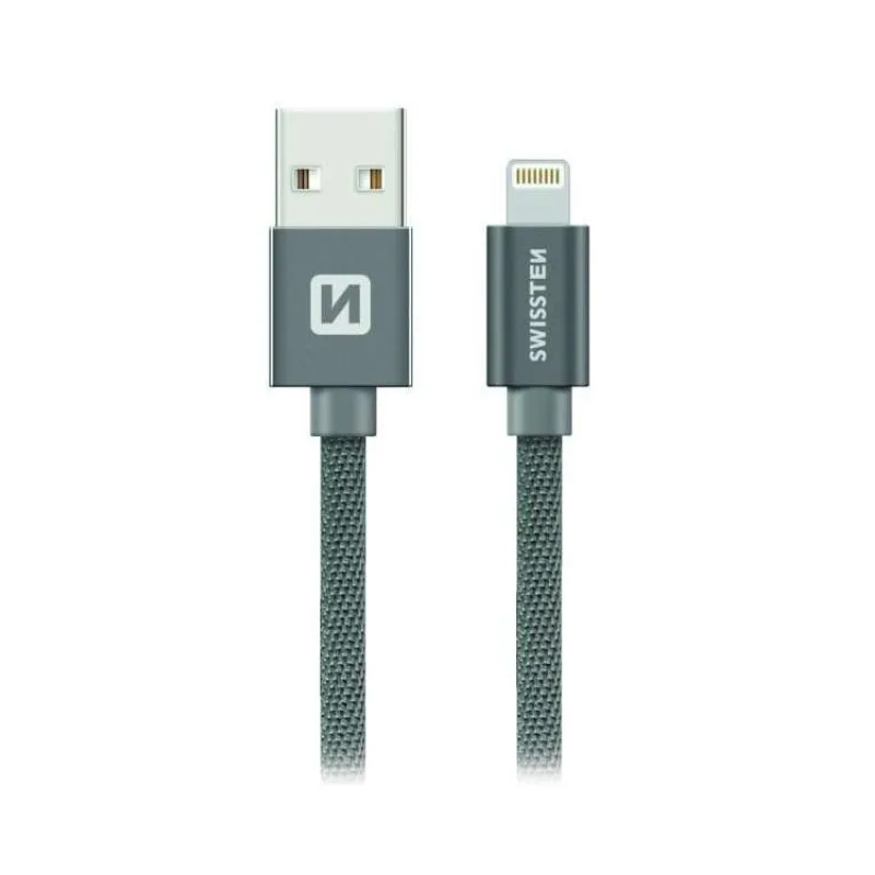 Swissten Datový Kabel Textile Usb / Lightning 1,2 M Šedý (71523202)
