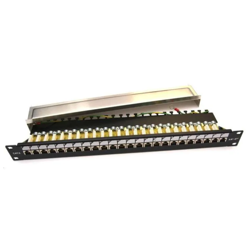 19" Patch panel LEXI-Net EXCLUSIVE 24port, FTP, 50µm, Cat6, duální svorkovnice, černý (PATCHP24PHZ6F-EX)