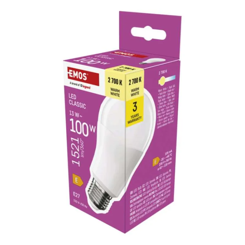 EMOS LED CLS A60 13W (100W) 1521lm E27 WW (1525733281)