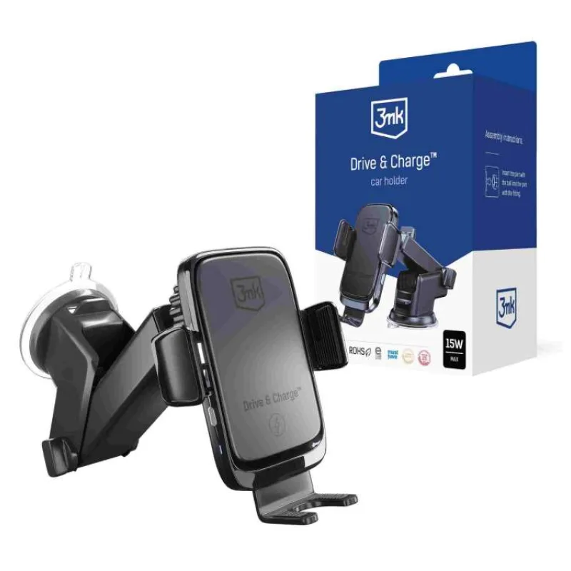 3mk držák do auta Drive & Charge, 15W bezdrátové nabíjení (5903108487139)