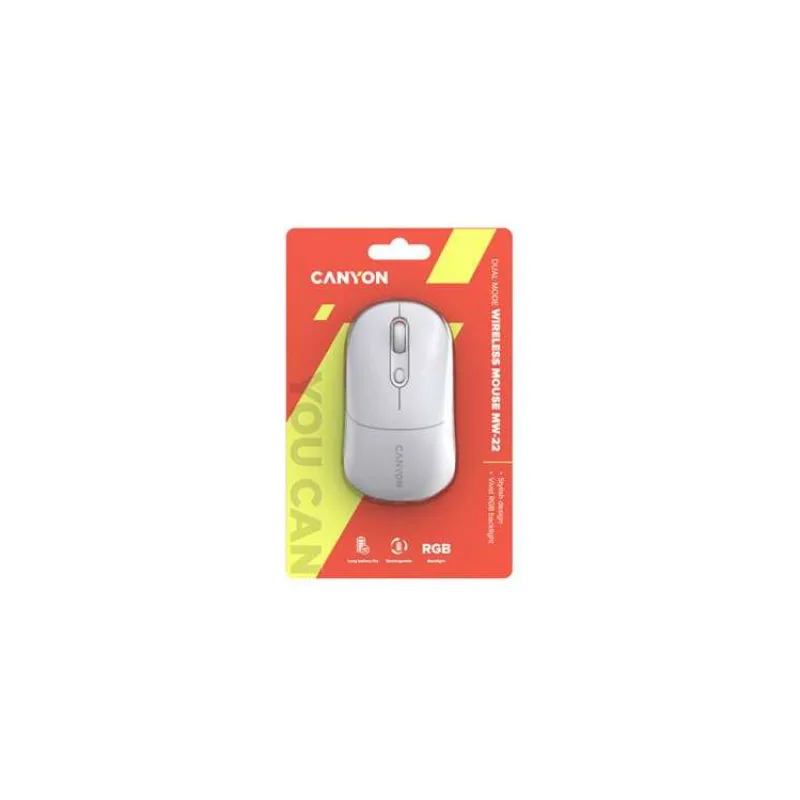Canyon MW-22, 2v1 bezdrôtová optická myš Bluetooth / Wireless USB, 800/1200/1600 DPI, 4 tlač, biela (CNS-CMSW22SW)
