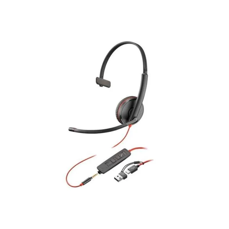Monofónna náhlavná súprava Poly Blackwire 3215 USB-C/A + 3,5 mm jack (8X227AA)