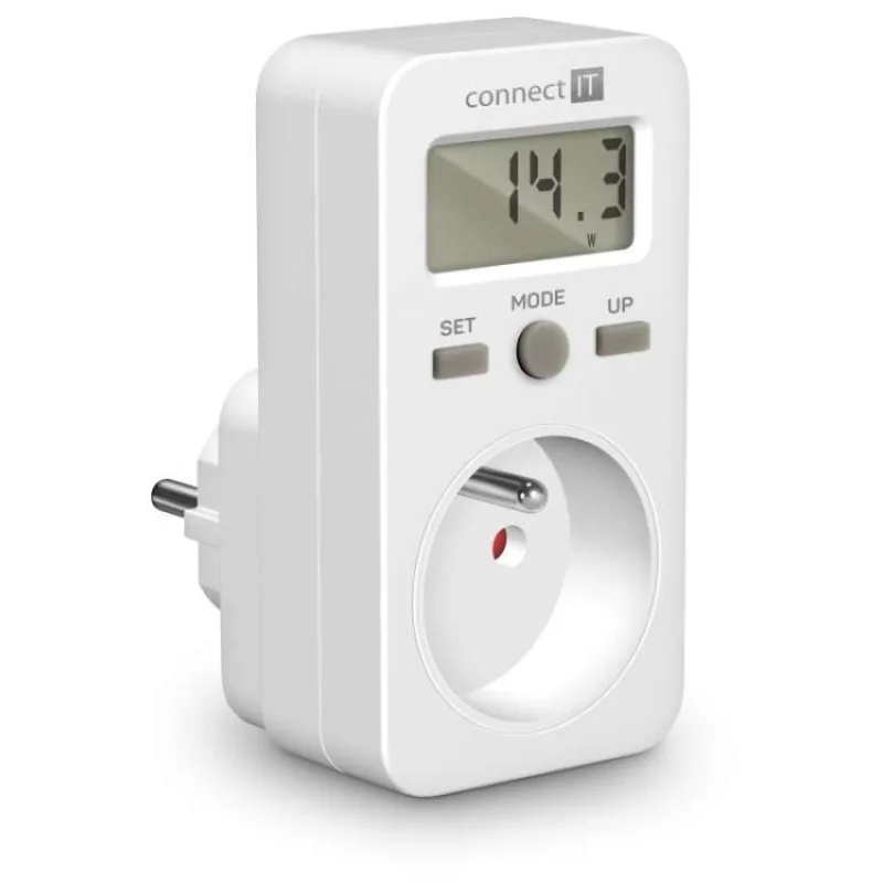 CONNECT IT PowerMeter měřič spotřeby el. energie, display, dětská pojistka (CES-2010-WH)
