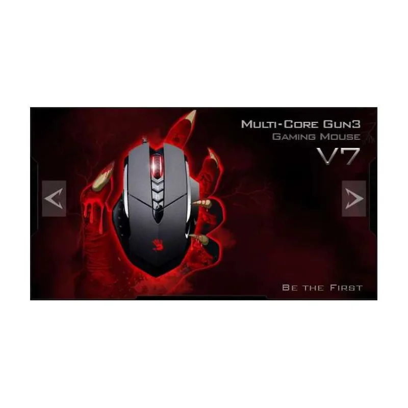 A4tech BLOODY V7 herná myš, až 3200DPI, technológia V-Track, 160KB pamäť, USB, CORE 2, kovové podložky (V7M)