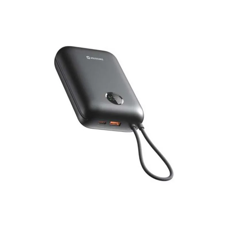 SWISSTEN POWER BANK VOLTBOX 35W 30000 mAh S INTEGROVANÝMI KABELY USB-C A LIGHTNING ČERNÁ (22013938)