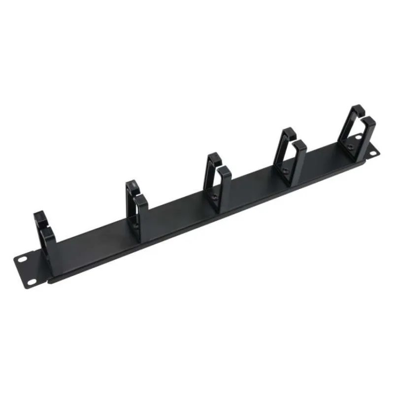 19" vyvazovací panel 1U, 5x plastový úchyt 40x70mm, typ CMP4, černý (CMP1UPLAST-B)