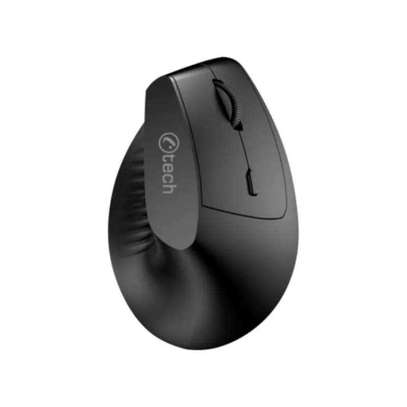 C-TECH myš VEM-15, vertikální, Dual mode, bezdrátová, BT5.0 + 2,4GHz, 1600DPI, baterie 400 mAh, černá (VEM-15)