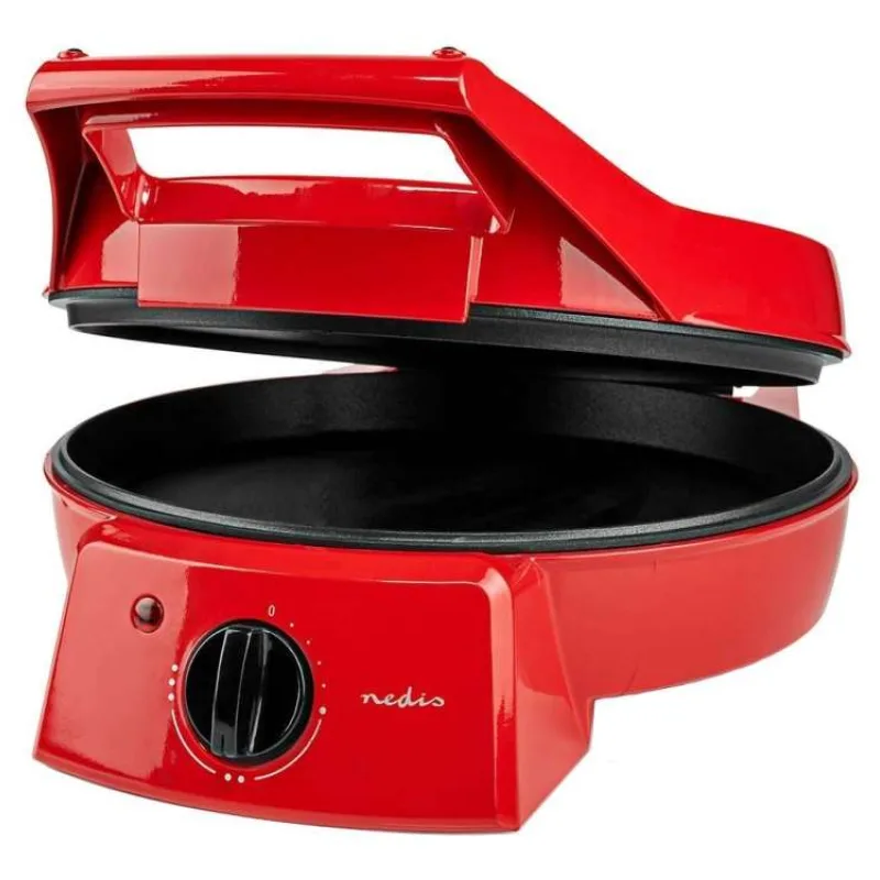 NEDIS pec na pizzu a gril/ 3 nastavení teploty/ velikost grilovací desky 30 cm/ spotřeba 1800 W/ červený (hliník) (FCPM100FRD)