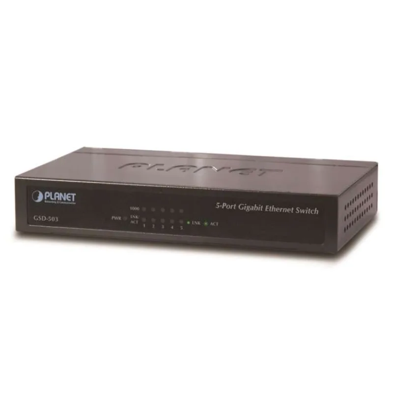 Planet GSD-503 switch 5x 10/100/1000Base-T, EuP, 802.3az, kov, fanless (GSD-503)