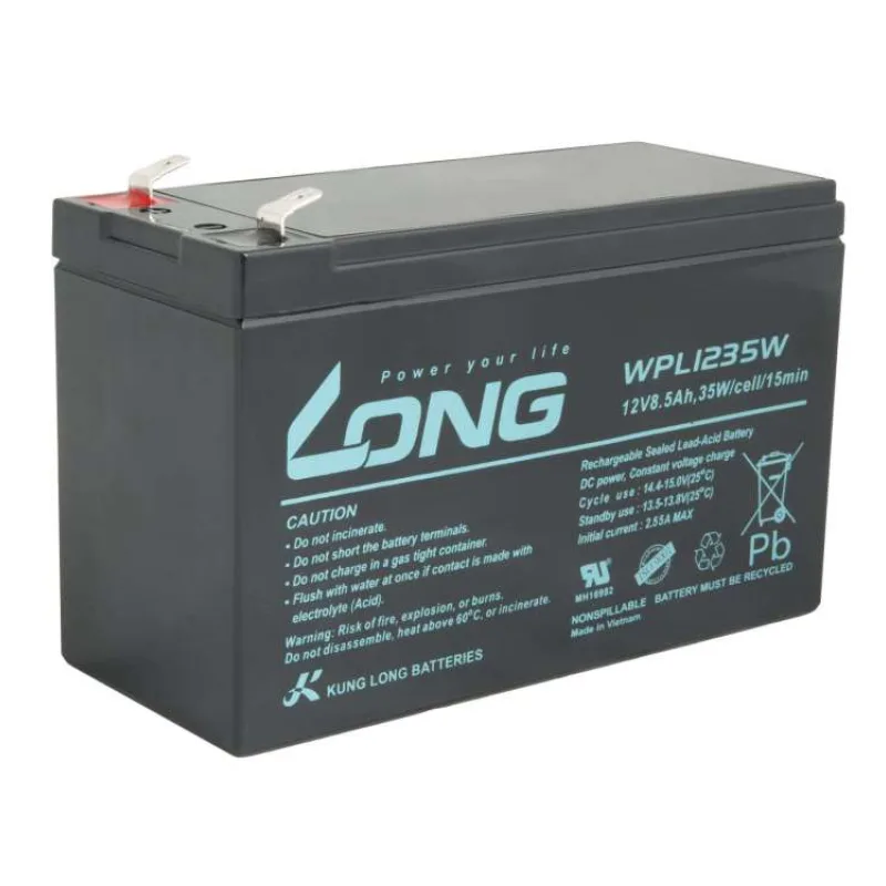 LONG batéria 12V 8,5 Ah F2 HighRate LongLife 9 rokov (WPL1235W) (PBLO-12V008,5-F2AHL)