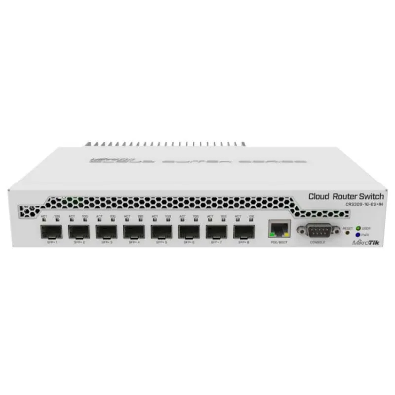 MikroTik Cloud Router Switch CRS309-1G-8S+IN, 800MHz CPU, 512MB RAM, 1xLAN, 8xSFP+ slot, vrátane. Licencia L5 (CRS309-1G-8S+IN)