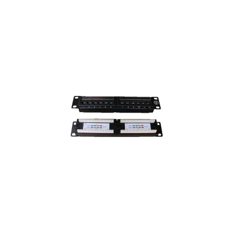 DATACOM Patch panel UTP 10" 12 port CAT5E, 2x6 pozic, 1U, zadní zářez, černý (3401)
