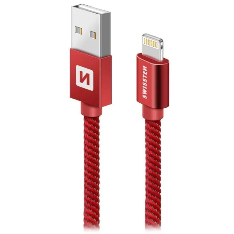 Swissten Datový Kabel Textile Usb / Lightning 1,2 M Červený (71523206)
