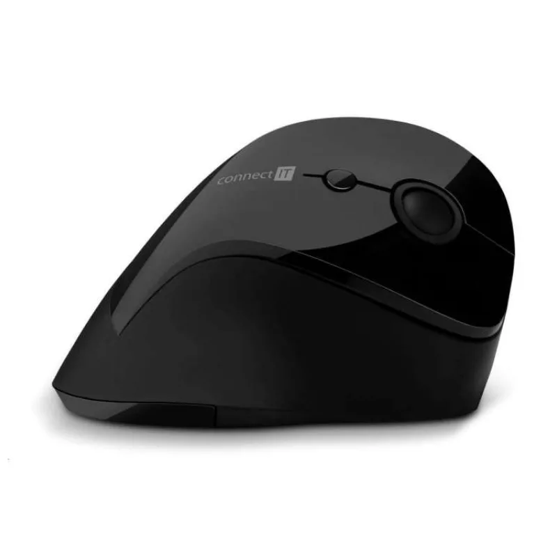 CONNECT IT FOR HEALTH ergonomická vertikální myš, (+ 1x AA baterie zdarma), bezdrátová, ČERNÁ (CMO-2700-BK)
