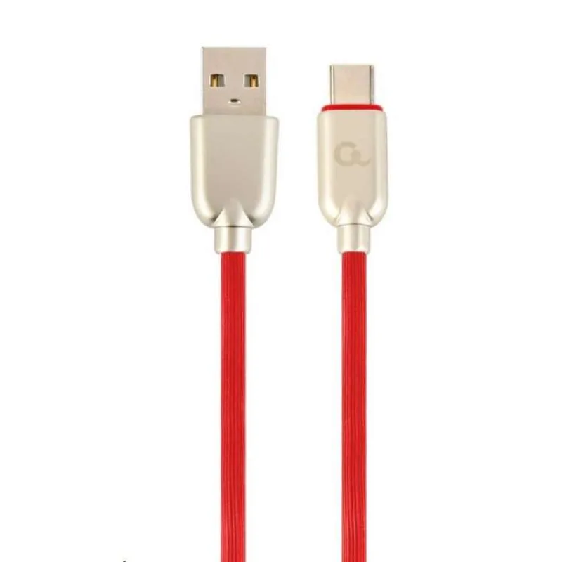 Kábel CABLEXPERT USB 2.0 AM na Type-C kábel (AM/CM), 1m, pogumovaný, červený, blister, PREMIUM QUALITY (CC-USB2R-AMCM-1M-R)