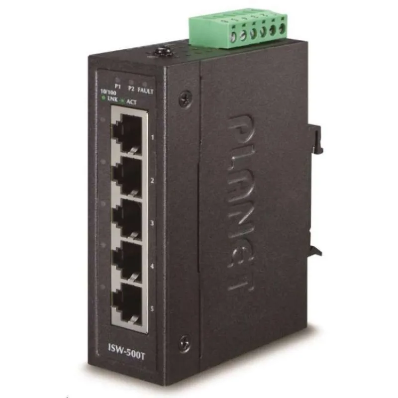 Planet ISW-500T, 5x 10/100Base-TX, ESD, DIN, IP30, -40~75°C (ISW-500T)